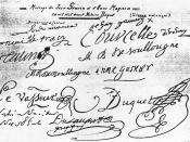 English: Marital contract of Jehan Gauvin and Anne Magnan, Québec, 1665 Français : Contrat de mariage de Jehan Gauvin et d'Anne Magnan, Québec, 1665