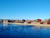 English: Looking northwards at Haverhill, Massachusetts across the Merrimack River on a blustery winter day.
