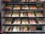 English: Display of Donuts at Dunkin Donuts Franchise