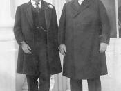 US President Theodore Roosevelt standing with William Howard Taft prior to Taft's inauguration, 1909.