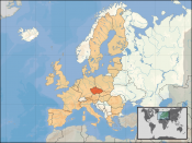 Location of the Czech Republic within Europe and the European Union on the 1st of January 2007.