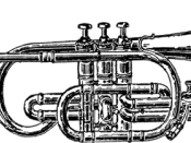 A drawing of a cornet from Webster's Dictionary 1911. فارسی: کورنت. Frysk: Cornet (út Webster's 1911 encyclopedy). Magyar: Vízszintes forma: kornett. Italiano: Cornetta in un disegno del 1911. ‪Norsk (nynorsk)‬: Teikning av ein kornett. Occitan : Un corne