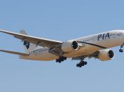 PIA (Pakistani International Airlines) Boeing 777-200/LR on approach to Pearson International Airport in Toronto.
