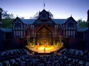 The thrust stage of the Elizabethan-style theatre at the Oregon Shakespeare Festival