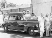 Early car-based ambulances like this 1948 Cadillac Meteor were sometimes also used as hearses.