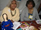 English: Donna Standing Steinberg, Kiowa-Wichita beadworker, and Josephine Parker, Kiowa, both from Oklahoma