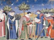 Clerks studying astronomy and geometry. France, early 15th century.