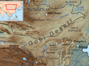 Map showing the Gobi Desert and surrounding area.