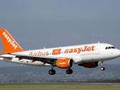 Airbus A319 in special livery, the hundredth Airbus to be delivered to easyJet, lands at Bristol Airport, England in 2008