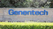 A sign at Genentech headquarters in South San Francisco, California.