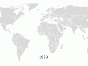 English: Political world map shaded according to the number of cell phone subscriptions in each country and spanning the years 1980-2009. Data is from Mathematica CountryData (http://reference.wolfram.com/mathematica/note/CountryDataSourceInformation.html