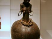 Female figure on a gourd, Akan peoples, Ghana, Late 19th to early 20th century  Terracotta