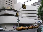 The front of the Guggenheim Museum from 5th Avenue New York City