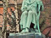 The Søren Kirkegaard statue in the Royal Library Garden og Slotsholmen in Copenhagen, Denmark