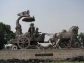 English: bronze chariot of Lord Krishna and Arjuna at Kurukshetra