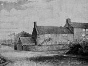 Photograph of a drawing of Joseph Priestley's birthplace