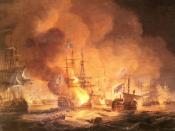 The French battleship Orient burns, 1 August 1798, during the Battle of the Nile