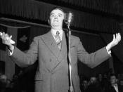 Quebec premier Maurice Duplessis speaking during the 1952 provincial electoral campaign