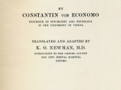 Encephalitis lethargica. Its sequelae and treatment - Constantin Von Economo, 1931: front page