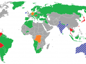 English: A geographic representation of the types of proportional voting systems used aroung the world at national level.
