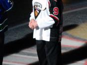 Gordie Howe, owner of the Vancouver Giants, at Gordie Howe Night at the Pacific Coliseum in March 2008.