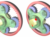 Epicyclic gearing or planetary gearing as used in an automatic transmission.