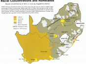 English: Map showing the territorial four main races/ethnicities/colors of South Africa in 1979: Whites, Coloureds, Blacks and Indians. The gray areas indicate the Apartheid-era Bantustans, which are almost exclusively black. This map is a photoshopped ve
