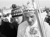 Gjermund Eggen etter 3-mila, VM på ski i Oslo 1966
