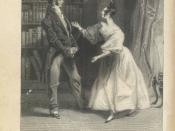 An 1833 engraving of a scene from Chapter 59 of Jane Austen's Pride and Prejudice. Mr. Bennet is on the left, Elizabeth on the right. This, along with File:Pickering - Greatbatch - Jane Austen - Pride_and_Prejudice - This is not to be borne, Miss Bennet.j