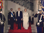 The Shah with President of the United States Richard Nixon and First Lady Pat Nixon during a state visit in 1971.