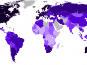 A world map of countries by gross domestic product at purchasing power parity per capita in 2006 from the World Bank.