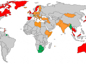 World's parliamentary states colored by form of government as of 2011