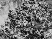 Photo of mass graves at Bergen Belsen concentration camp, 1945.