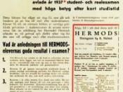 English: Advertisement for Hermods (distance learning school) in Sweden Deutsch: Zeitungsannonce der Fernschule Hermods in Schweden