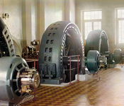 Original Description: Alternators made in Budapest, Hungary, in the power generating hall of a hydroelectric station in Iolotan on the Murghab River. This was the Hindu Kush Hydro Power Plan, in today's Turkmenistan, the largest hydro power plant of Russi