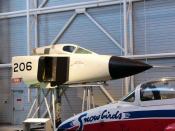 English: Avro CF-105 Arrow RL206 Serial 25206 nose section on display at the Canada Aviation Museum in Ottawa Ontario, 09 Oct 2006 Category:Images of airplanes
