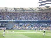 Shane Warne bowling to Ian Bell in the 2006-07 Ashes in Brisbane.