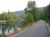 The Trail of the Coeur d'Alenes as it follows the Coeur d'Alene River in Idaho.