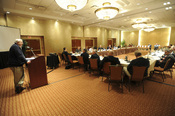 Public administration is both an academic discipline and a field of practice; the latter is depicted in this picture of US federal public servants at a meeting.