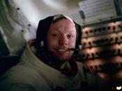 Neil Armstrong photographed by Buzz Aldrin after the completion of the Lunar EVA on the Apollo 11 flight (brighter and smaller version)
