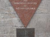 English: Memorial to Gay Victims of the Holocaust in Berlin. Its inscription reads: Totgeschlagen – Totgeschwiegen (Struck Dead – Hushed-Up).
