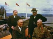 Winston Churchill (UK), William Mackenzie King, the Earl of Athlone, and Franklin D. Roosevelt (USA) on the terrace of the citadel in Quebec, Canada during the Ottawa conference in which the invasion strategy for Normandy was discussed.