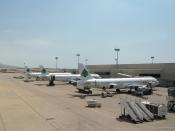 A view of the east side of the west wing at Beirut's Rafic Hariri International Airport (BEY/OLBA). Three Airbus A321-200s from the Lebanese national carrier, Middle East Airlines (MEA), can be seen. Photo taken by MEA707.
