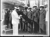 Captain Lorenz Peters addressing his officers on board MAGDALENE VINNEN