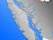 Contour of Vancouver Island with Regional Districts