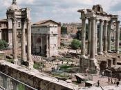 The Roman Forum, the political, economic, cultural, and religious center of the city during the Republic and later Empire, now lies in ruins in modern-day Rome.