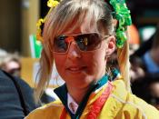 Australian olympic equestrian silver medalist Megan Jones at the Melbourne homecoming parade for 2008 Olympic Team.