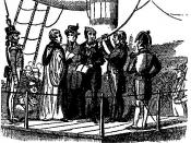 18th century illustration of Richard Parker (British sailor) about to be hanged for mutiny.