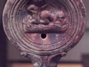 Ancient Roman oil lamp depicting doggy style position