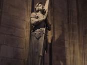 Statue of Joan of Arc in Notre-Dame de Paris cathedral interior, Paris.